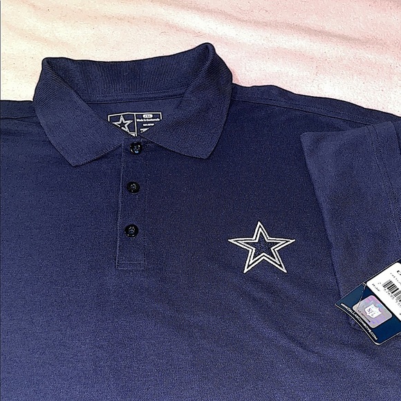 Dallas Cowboys Men's Short Sleeve 3 Button Polo Shirt Embroidered Star Navy Blue - Picture 1 of 4